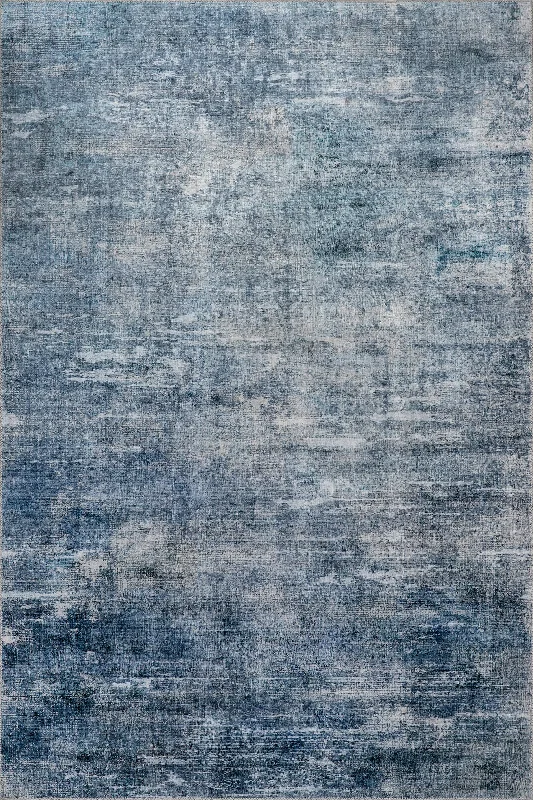 Peggy Abstract Spill Proof Washable Rug | Blue