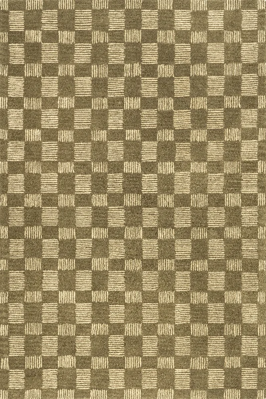 Quince Checked Wool Rug | Olive