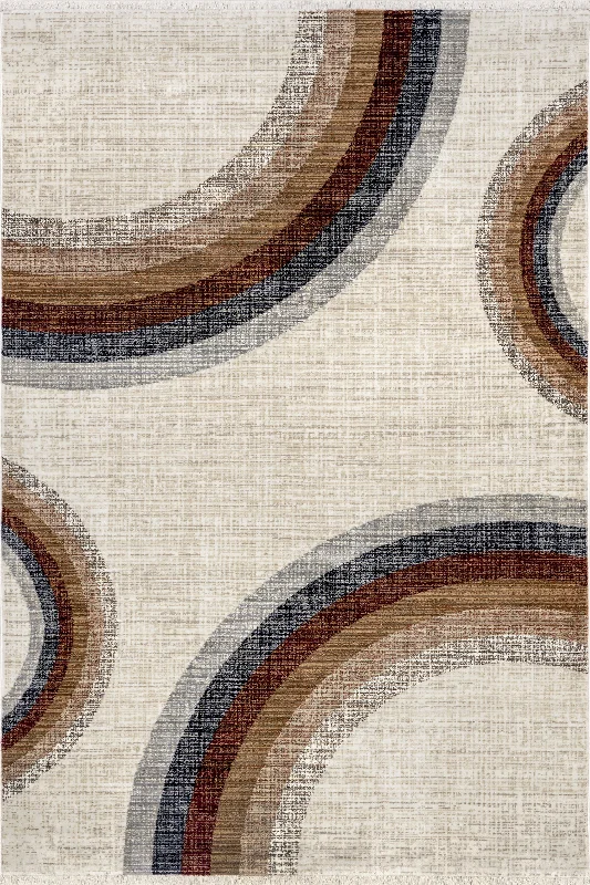 Ravia Faded Rings Rug | Beige