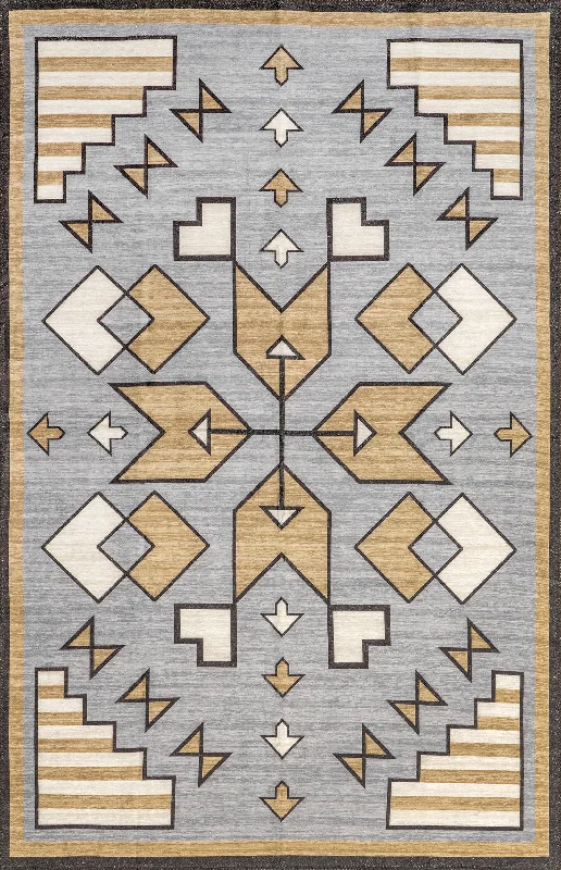 Rosita Washable Aztec Rug | Grey