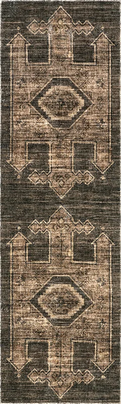 Sagebrush Geometric Washable Rug | Brown