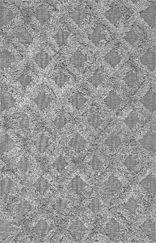 Shaggy Diamond Trellis Rug | Silver