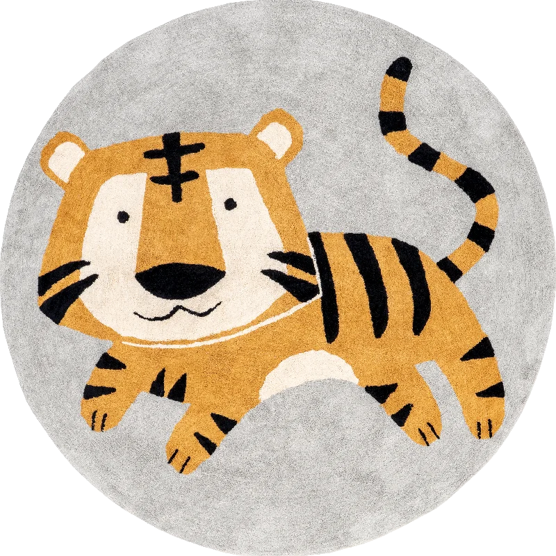 Shoshana Tiger Kids Washable Rug | Grey