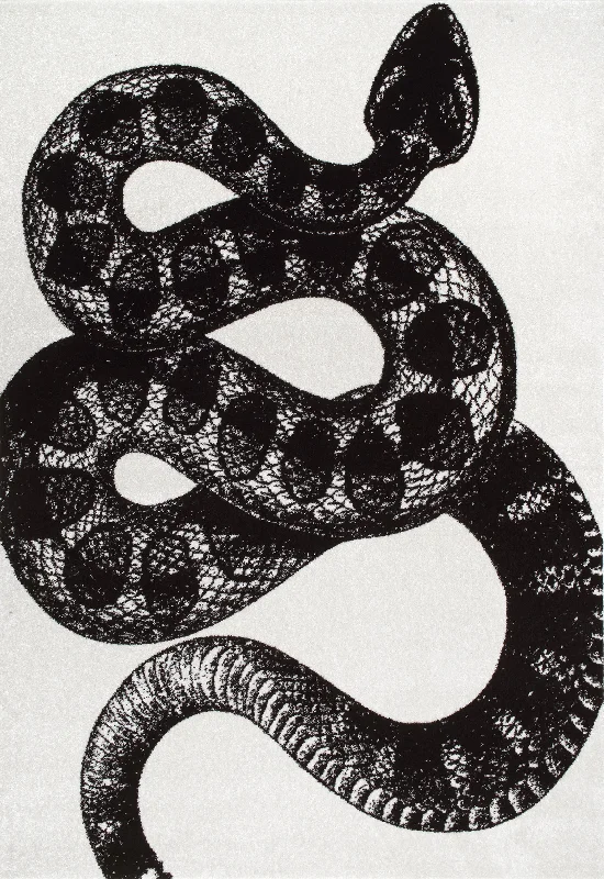 Simple Serpent Rug | Black & Off White