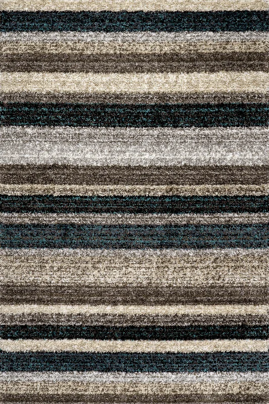 Striped Shaggy Rug | Blue Multicolor