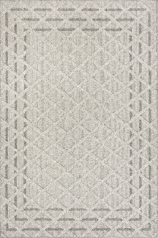 Tahavi Trellis Bordered Rug | Grey