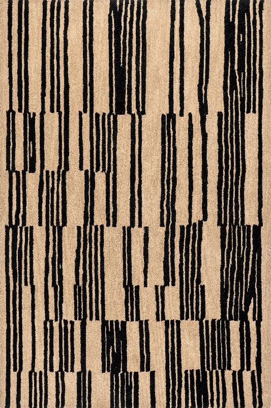 Tara Striped Wool Rug | Black