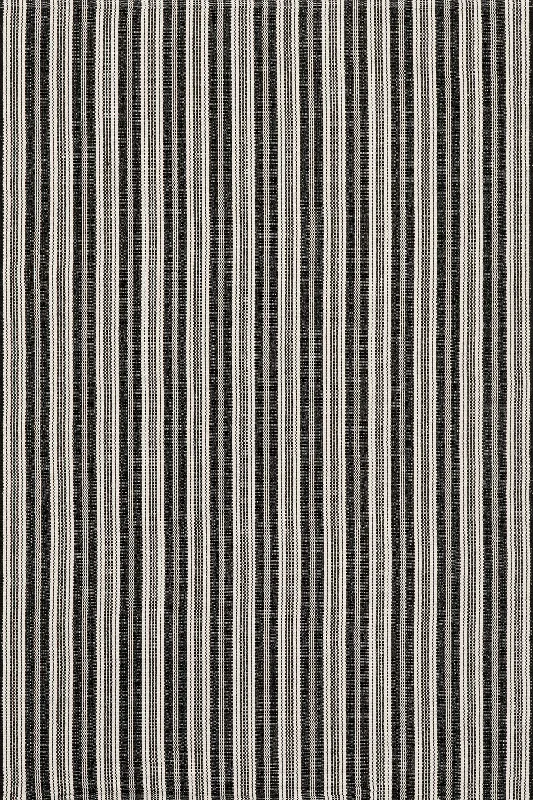 Ticking Stripe Handwoven Indoor/Outdoor Rug | Black