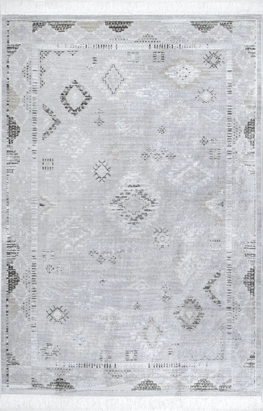 Venice Fringed Rug | Silver