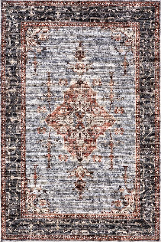 Wild Orchid Washable Rug | Dark Grey