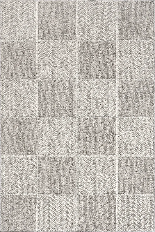 Yelena Contemporary Checkered Rug | Grey