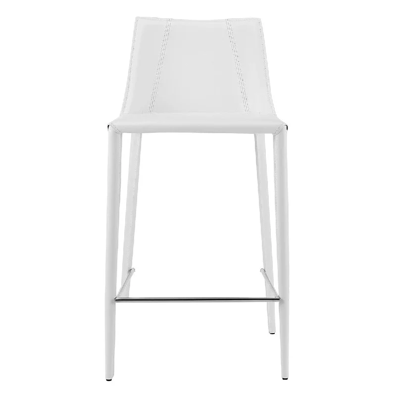 26" White Steel Low Back Counter Height Bar Chair