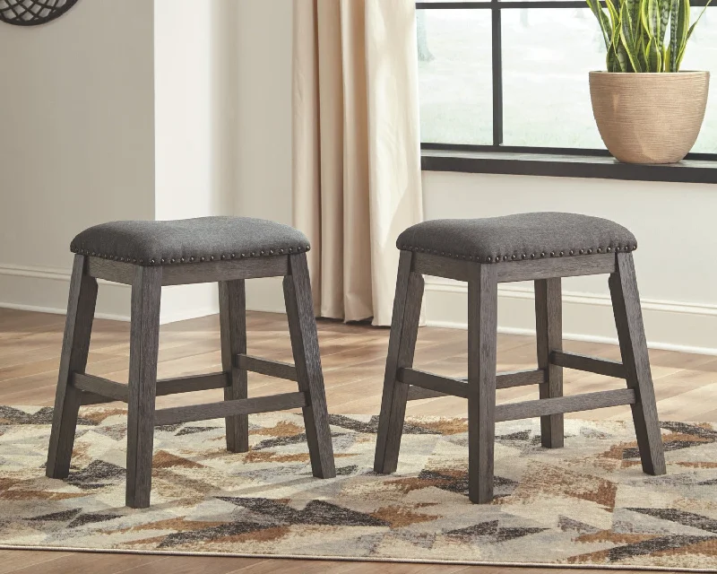 Caitbrook Upholstered Stool (2/CN) Gray by Ashley Furniture