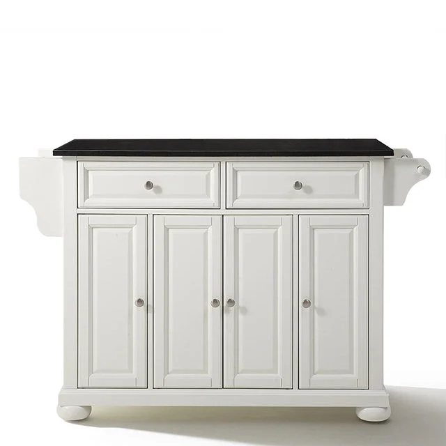 Crosley Kitchen Island - Alexandria - Solid Black Granite - White