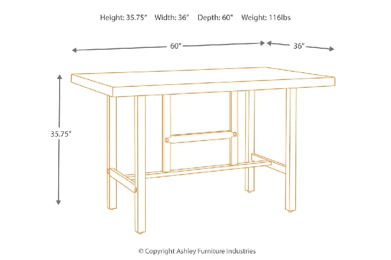 Kavara RECT Dining Room Counter Table Medium Brown by Ashley Furniture