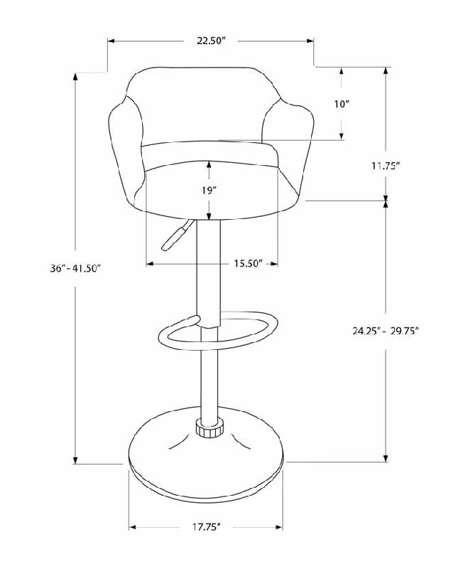 Monarch Barstool - Grey Fabric / Chrome Metal Hydraulic Lift