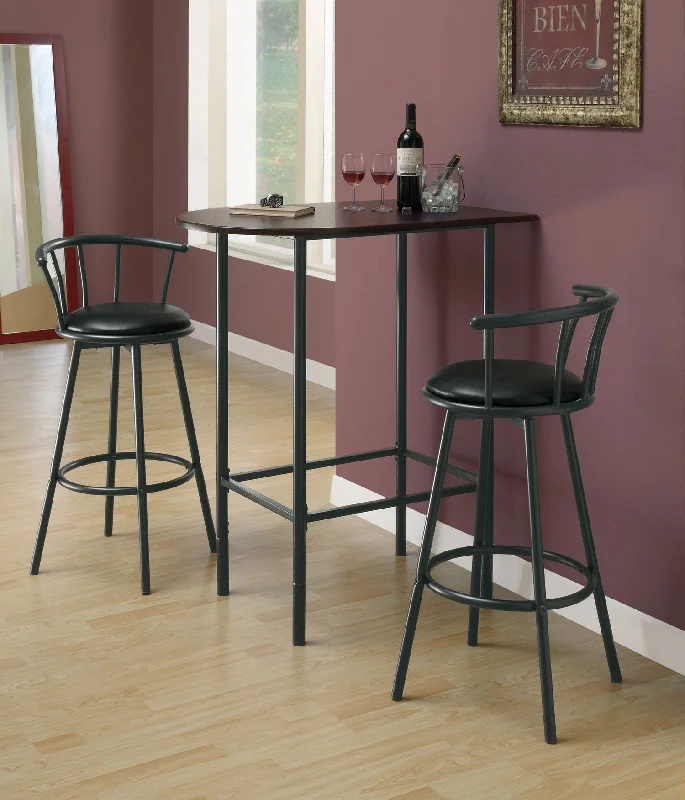 Monarch Home Bar - 24"X 36"/ Cappuccino - Black Metal Spacesaver