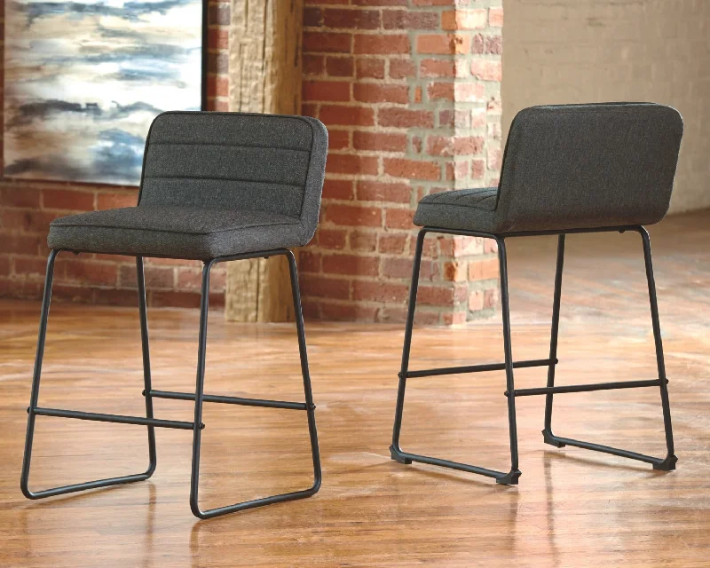 Nerison Upholstered Barstool (2/CN) Gray by Ashley Furniture