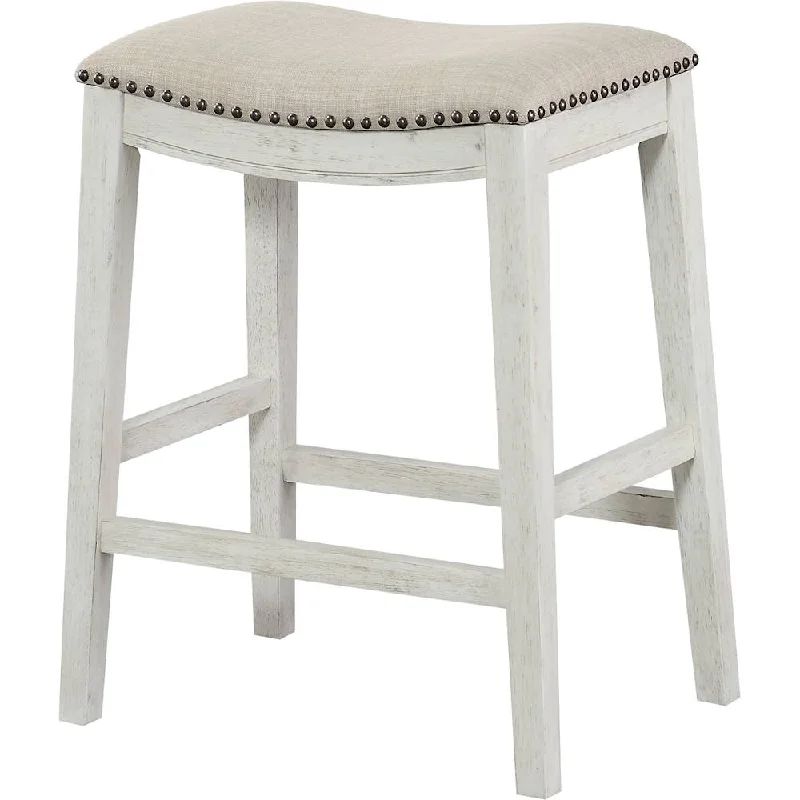 OSP Designs - Contemporary Wood Saddle Stool (Set of 2) - Beige