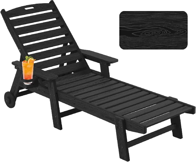 Chaise Lounge Chair Outdoor with Wheels, Oversize Patio Lounge Chair - $100