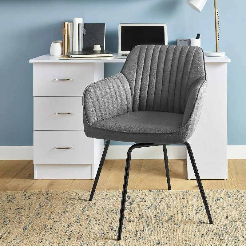 Darcy Swivel Chair - Fabric - Grey & Black