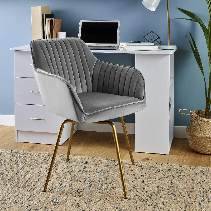 Darcy Swivel Chair - Velvet - Grey & Gold