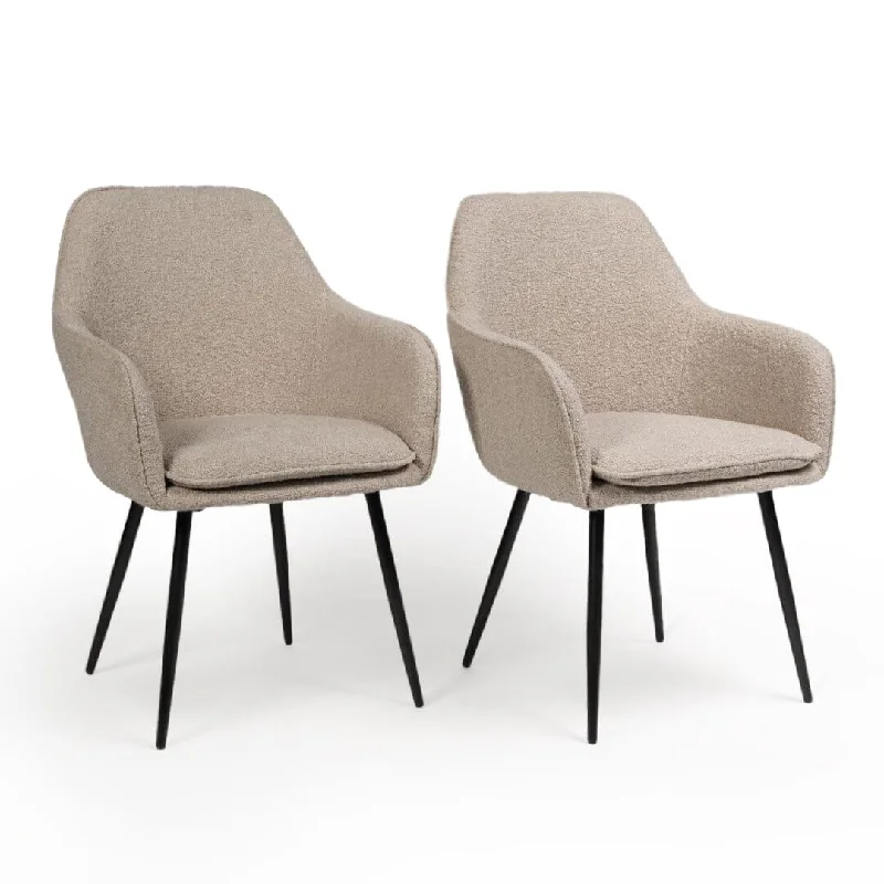 Dolly Accent Chair - Set of 2 - Boucle with Black Legs