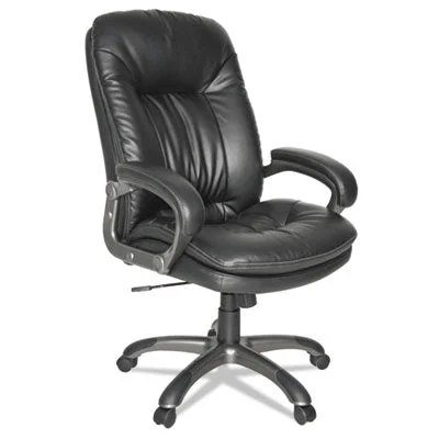 Executive High-Back Chair w/Padded Armrests.  Supports up to 250 lbs.  Black Leather and Black Base.