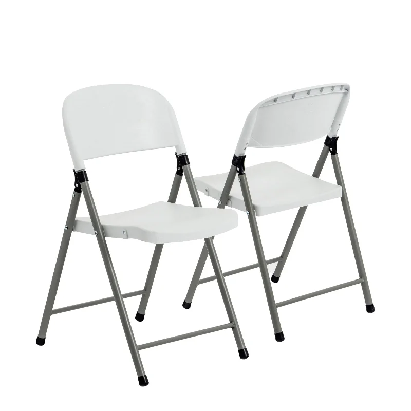 White Steel Folding Trestle Chairs - Pack of Two - By Harbour Housewares