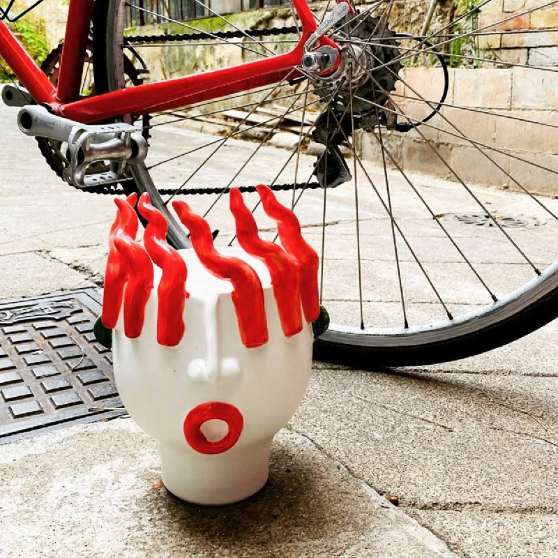 Totuccio - Handmade ceramic head vase with reliefs of chillies