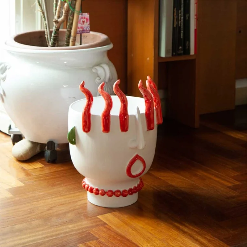 Ifigenia - Large handmade ceramic vase with chillies reliefs