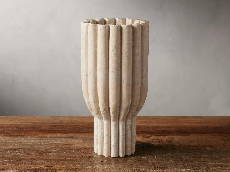 Edel Ruffle Vase in Cream