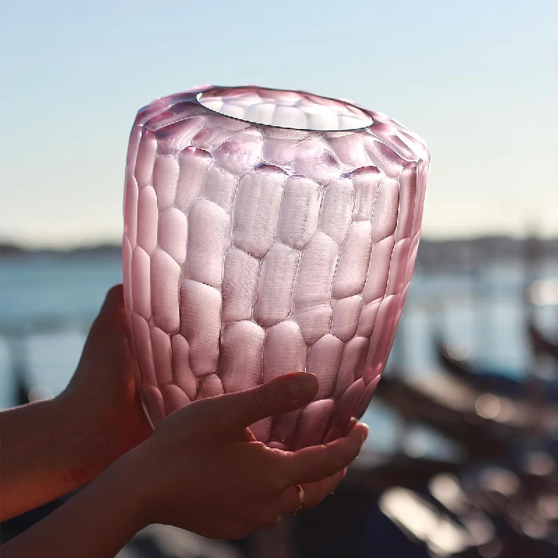 Goccia Ametista - Handcrafted cold carved glass vase