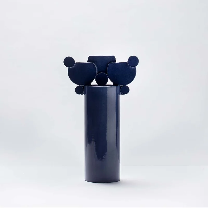 Milano - Dark blue glazed bubble family ceramic vase