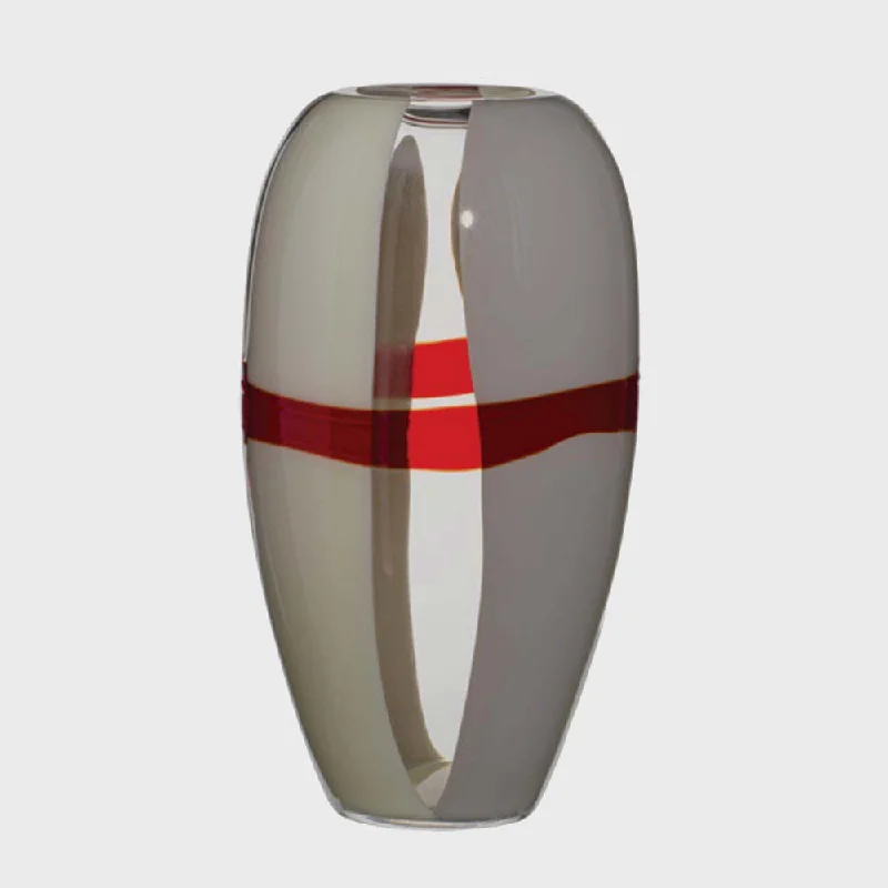 Ogiva - Mouth-blown vase with horizontal band, hot stamp application