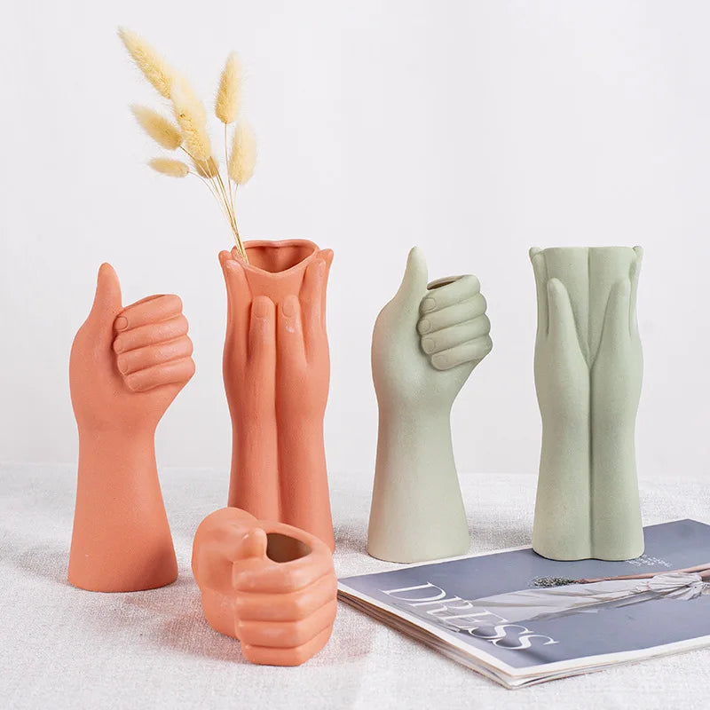 Raise Your Hand Ceramic Vase