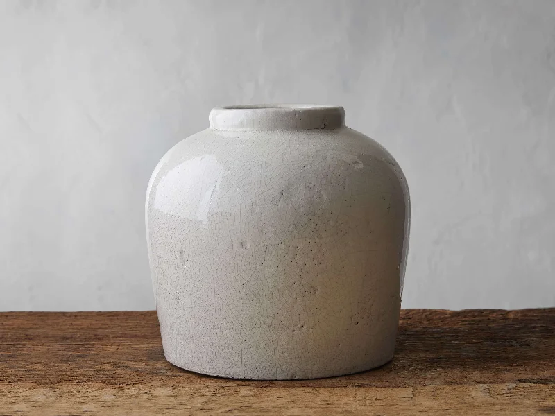 Santorini Low Vase in White