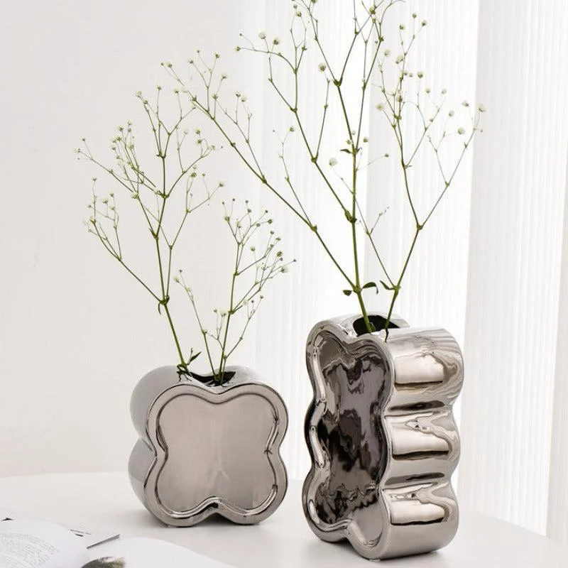 Steel Rose Plated Ceramic Vases