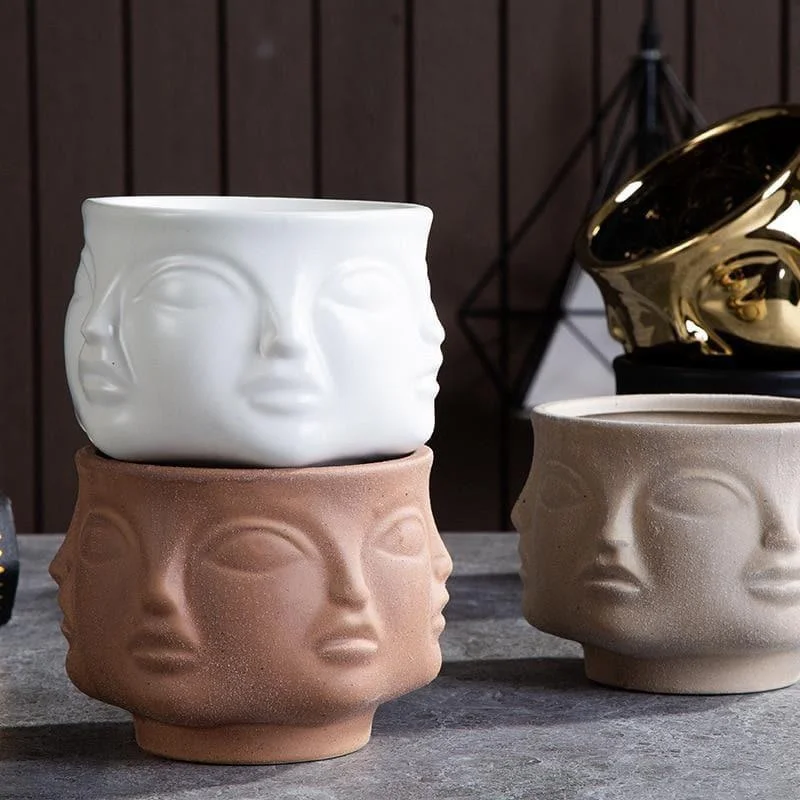 Visage Clay Ceramic Planters & Vases