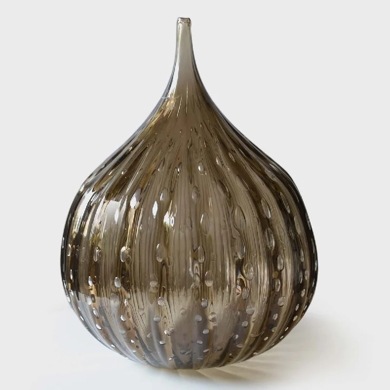 VSM08 - Murano glass blown vase, "bullicante" and ribbed