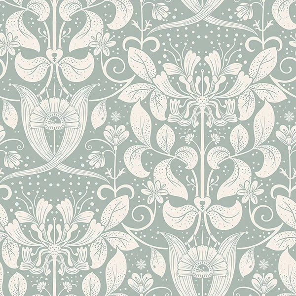 Berit Blue Floral Crest Wallpaper