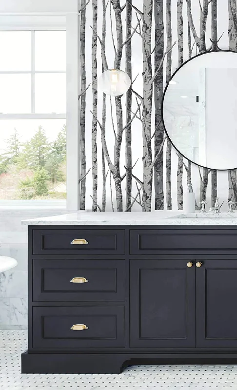 Birch Trees Peel-and-Stick Wallpaper in Monochrome