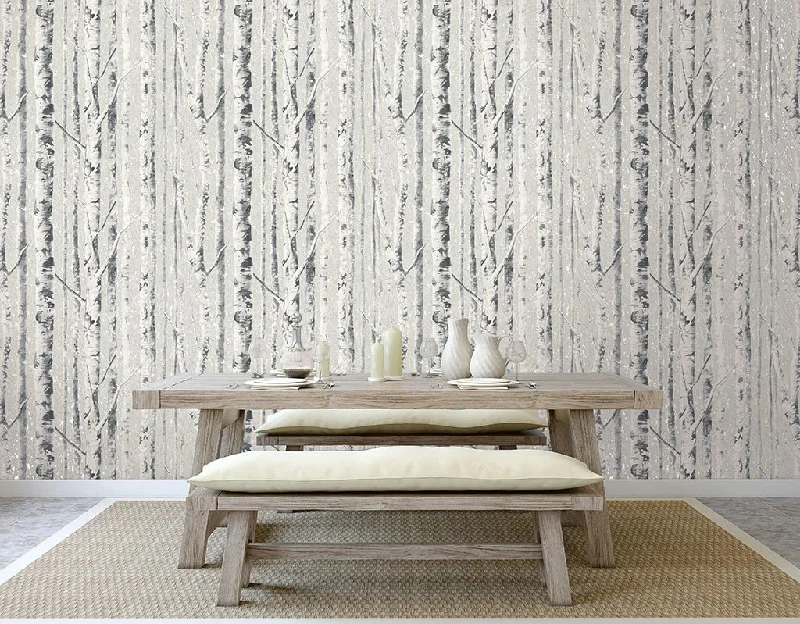 Birch Wallpaper in Frost from the Sanctuary Collection