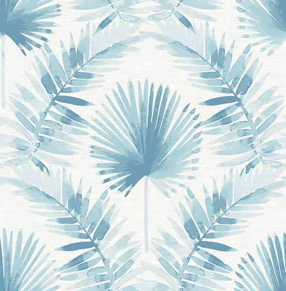 Calla Blue Painted Palm Wallpaper