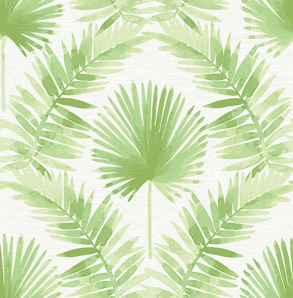 Calla Green Painted Palm Wallpaper