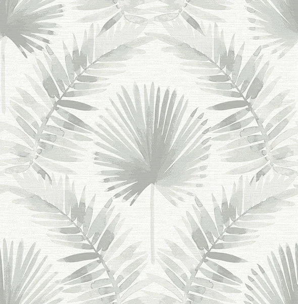 Calla Grey Painted Palm Wallpaper