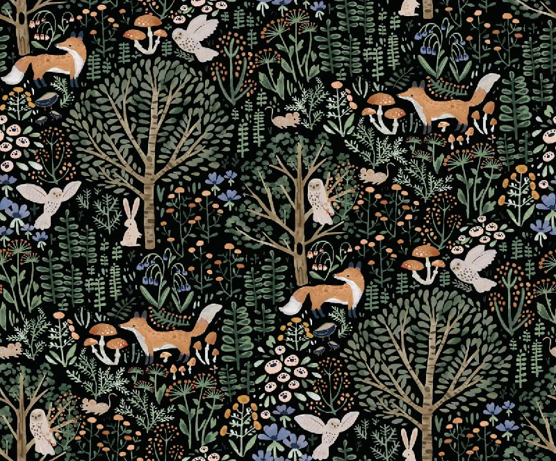 Clara Jean Folklore Forest Wallpaper in Black