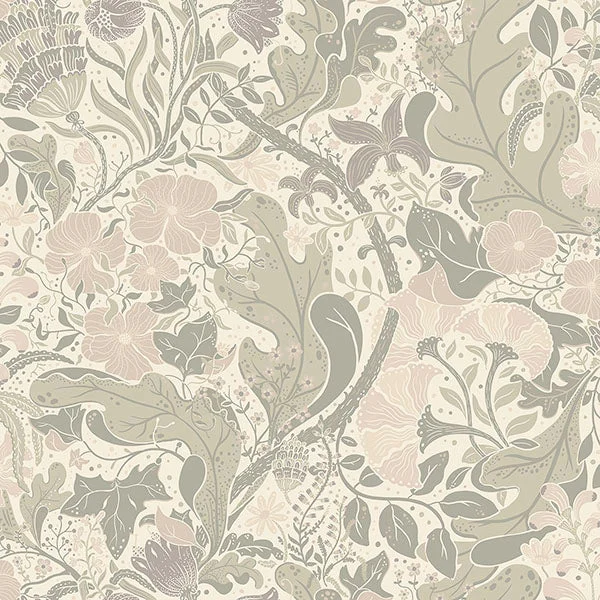 Elise Light Grey Nouveau Gardens Wallpaper