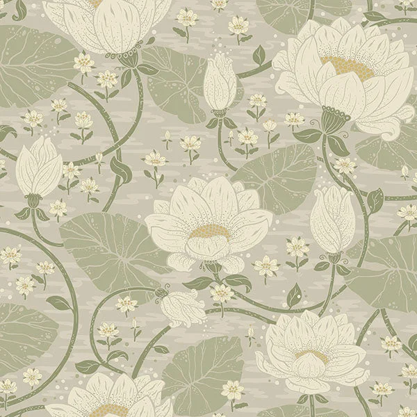 Eva Light Grey Lotus Dreams Wallpaper