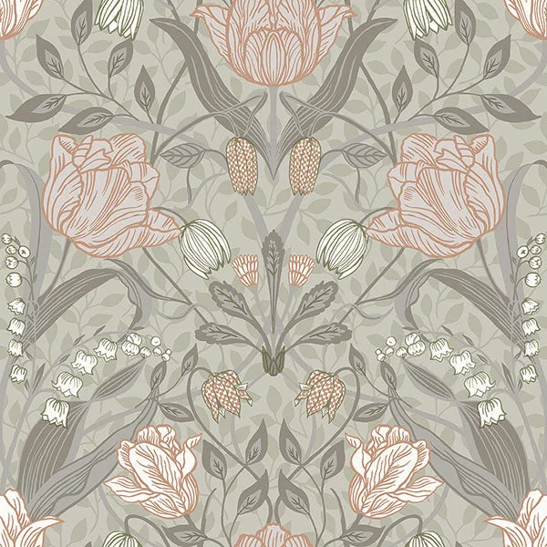 Filippa Ingrid Grey Tulip Wallpaper